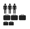 3 people with 5 bags